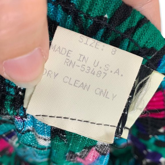 Vintage 90s Abstract Jungle Floral Print Skirt Set Medium - Picture 13 of 14